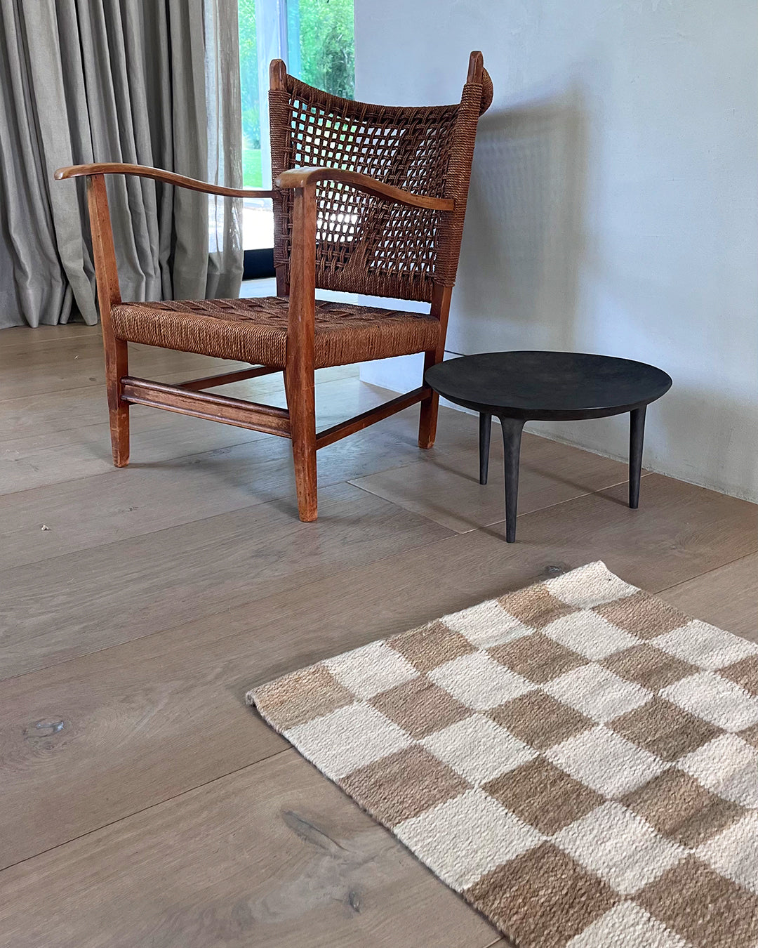 Checkered Runner - Wood & Natural