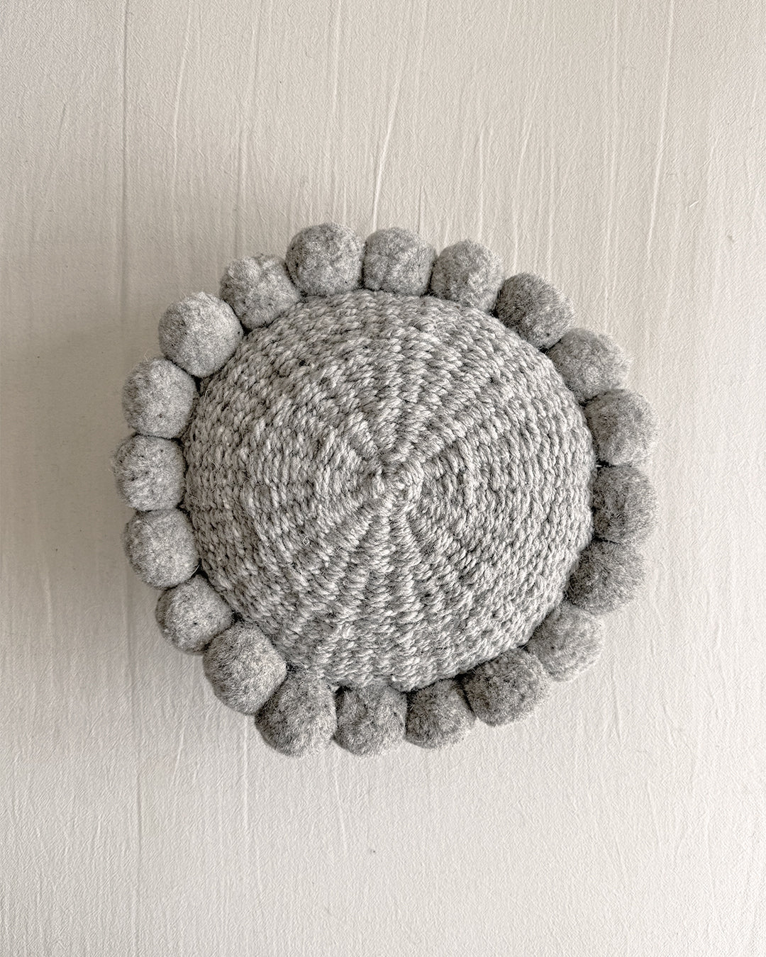 Round Pom Pom Cushion – Gray (S)