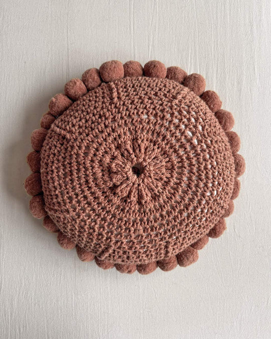 Round Pom Pom Cushion – Old Rose (M)