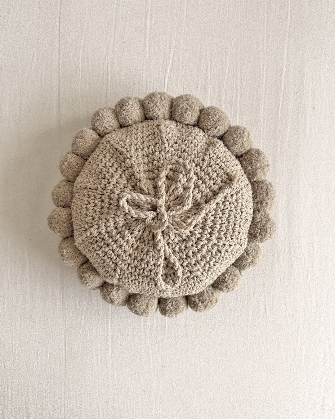 Round Pom Pom Cushion – Sand (S)