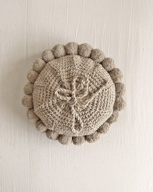 Round Pom Pom Cushion – Sand (S)