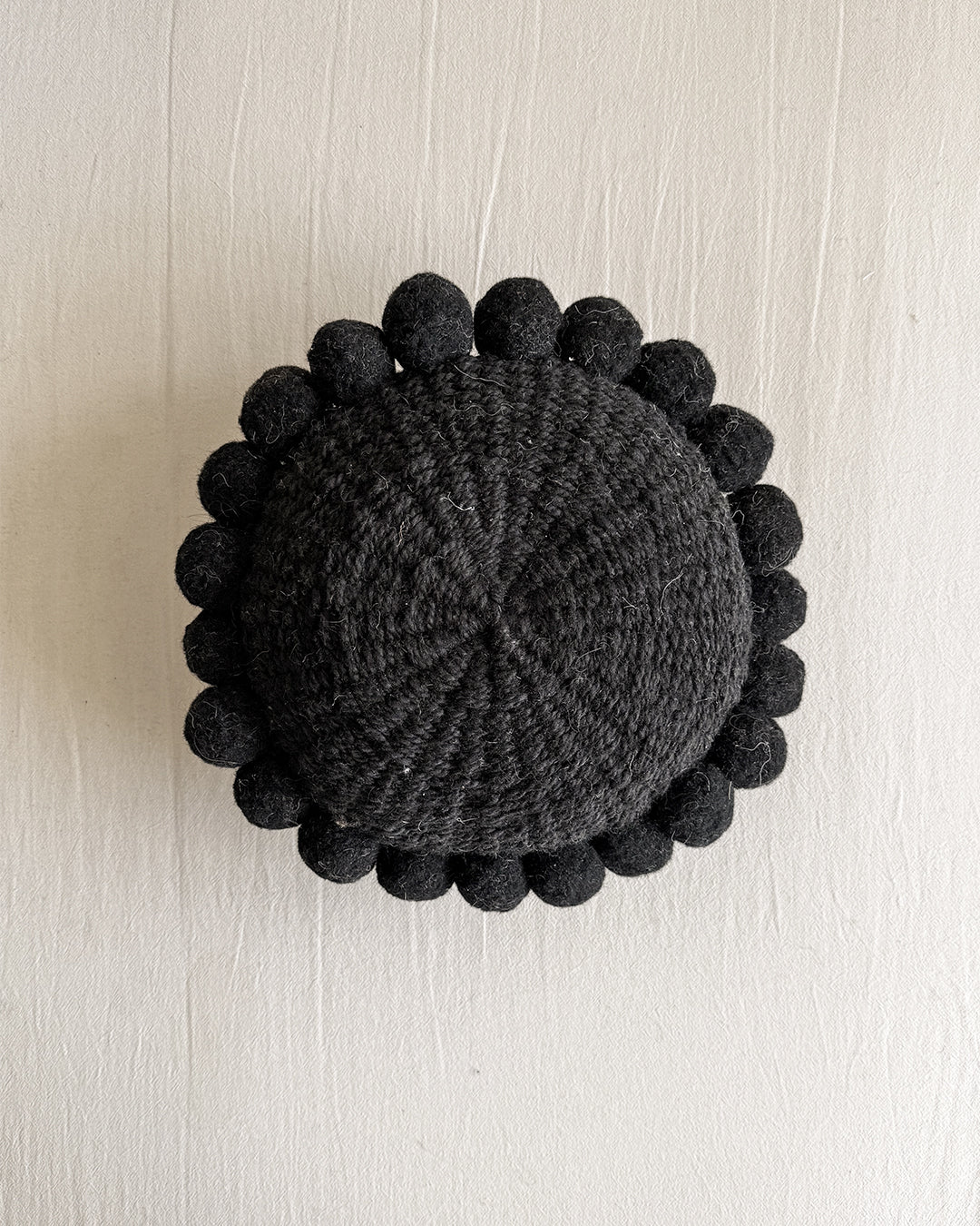 Round Pom Pom Cushion – Black (S)