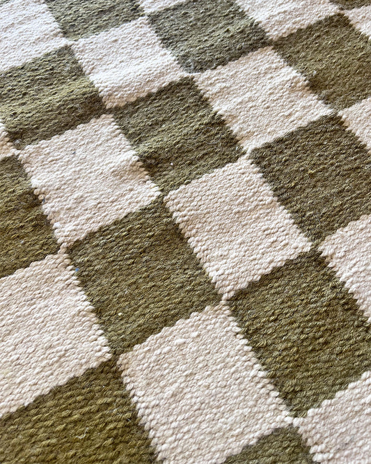 Checkered Runner - Moss & Sand