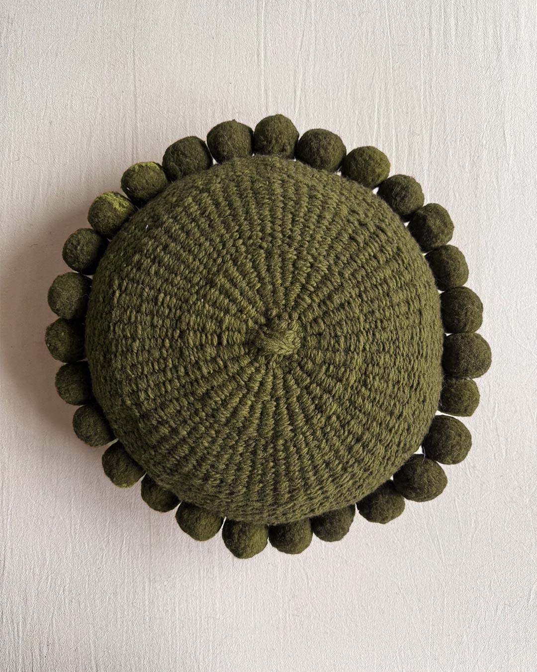 Round Pom Pom Cushion – Moss (M)