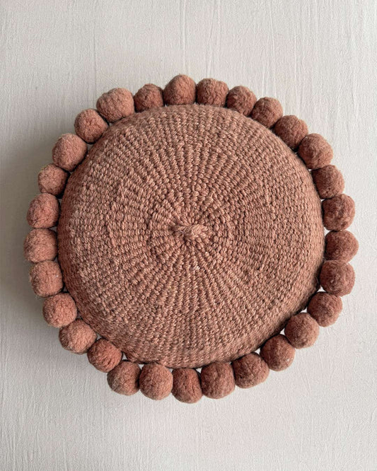 Round Pom Pom Cushion – Old Rose (M)