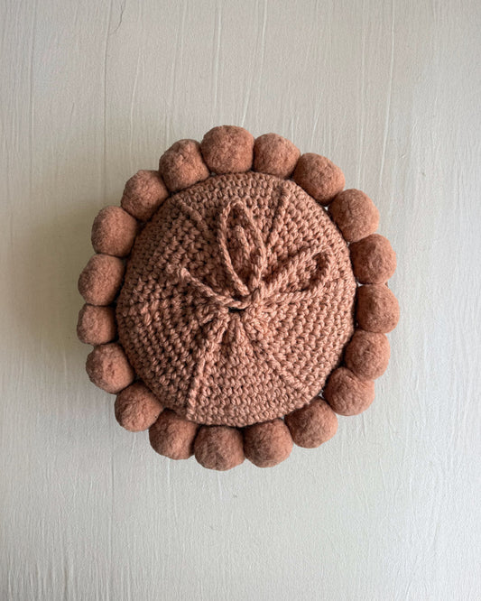 Round Pom Pom Cushion – Old Rose (S)
