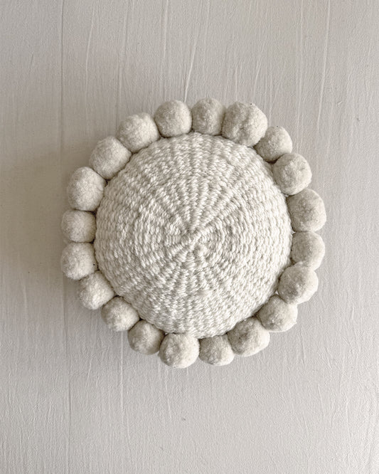 Round Pom Pom Cushion – Natural (S)